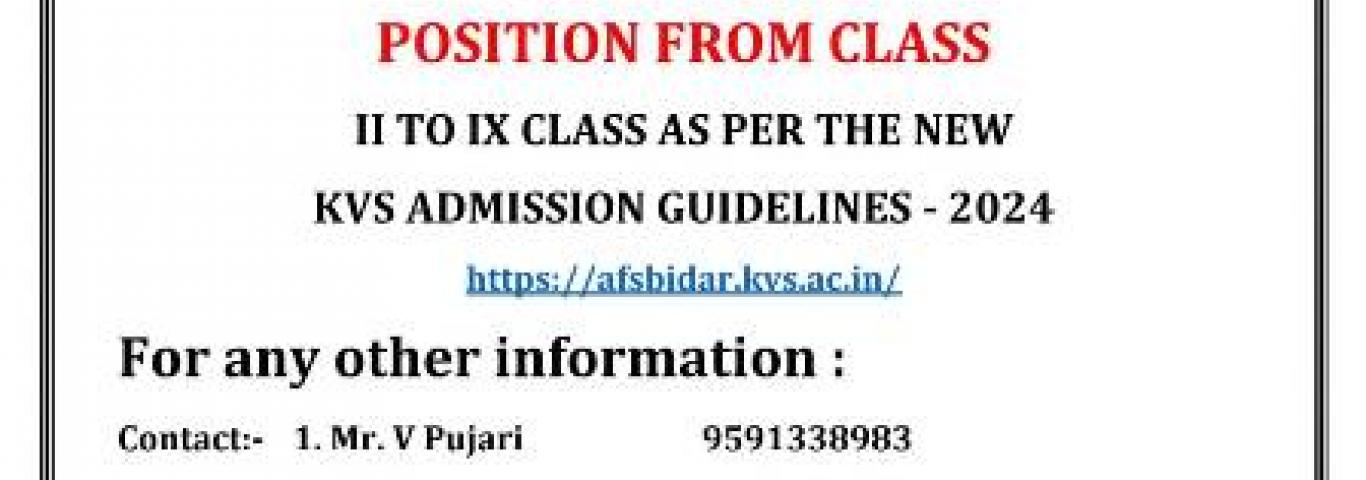 NO VACANCY FOR CLASS 2 TO 9
